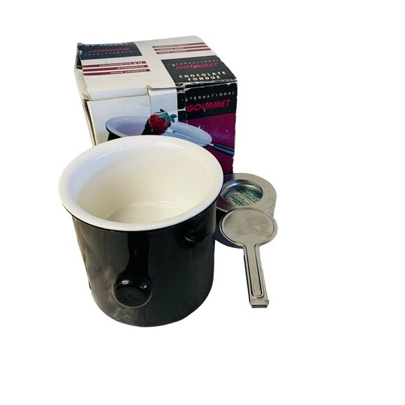 Gourmet Chocolate Fondue Set With Candle Four Forks - Picture 12 of 14